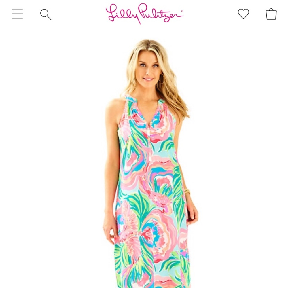 Lilly Pulitzer Bailey Silk Midi Dress Serene Blue